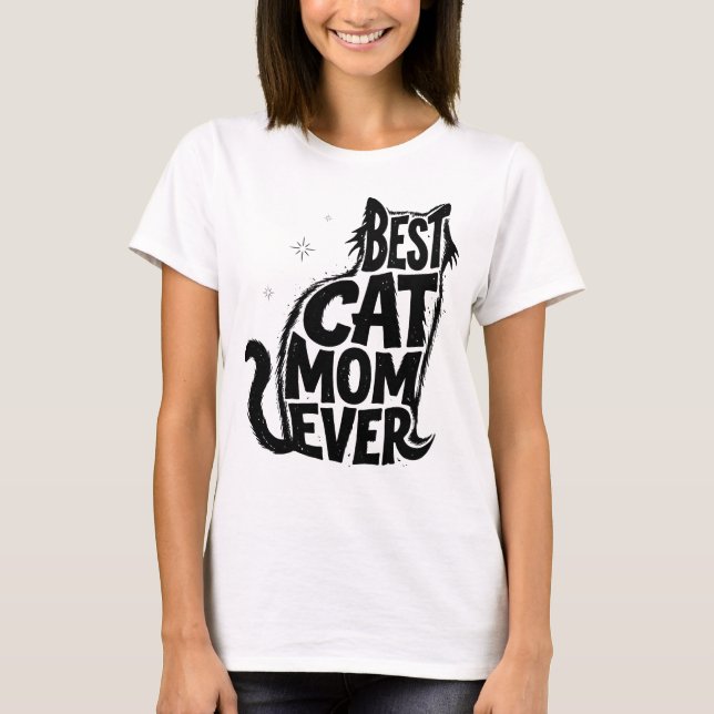 Mère de chat la plus drôle T-shirt graphique migno (Devant)