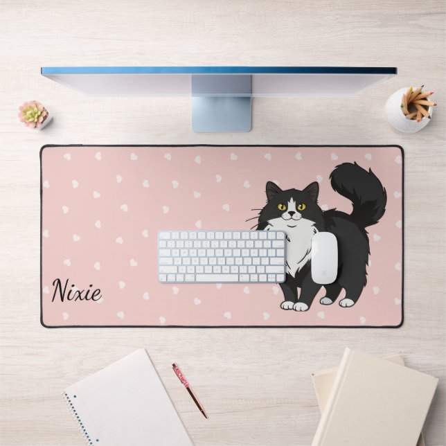 Mère de chat smoking à poils longs personnalisé (Bureau 1)