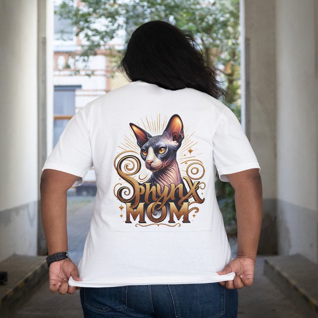 Mère de chat Sphynx | Mère de chat sans poils pour (Plus Size Sphynx Cat Mom Women's White T-shirt Back)