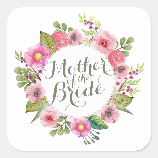 Mère de la mariée Élégant Sticker Wreath (Devant)
