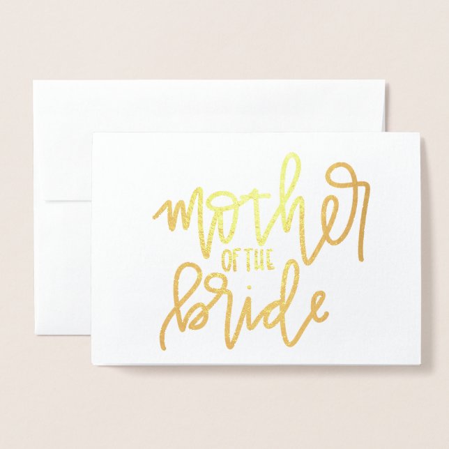 Mère de la mariée Gold Foil carte de calligraphie (Devant avec enveloppe)