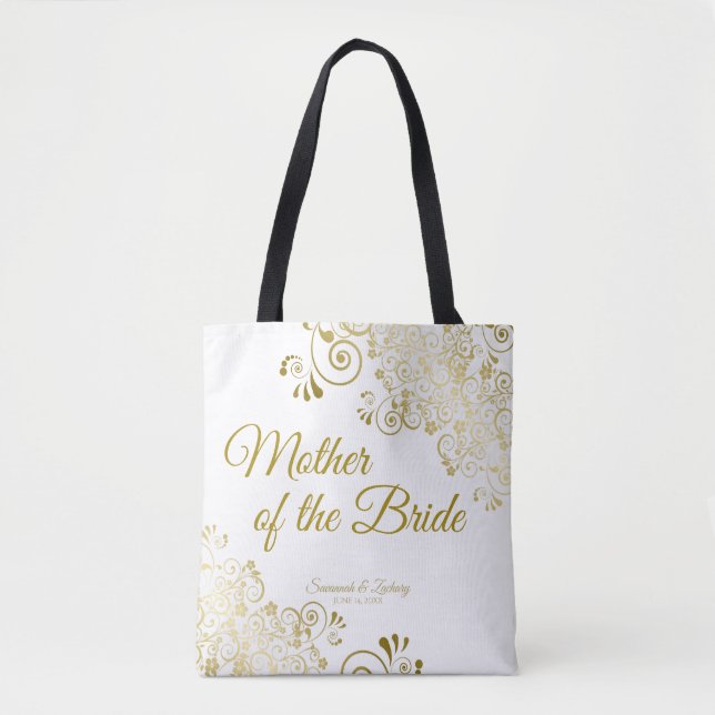 Mère de la mariée Mariage Sac fourre-tout or blanc (Devant)