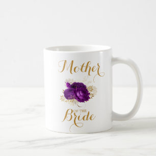 Mère de la mariée Purple Gold Floral Coffee Mug