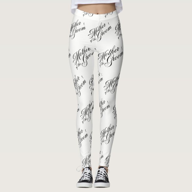 Mère des Leggings de la chambre - Noir sur Blanc (Devant)