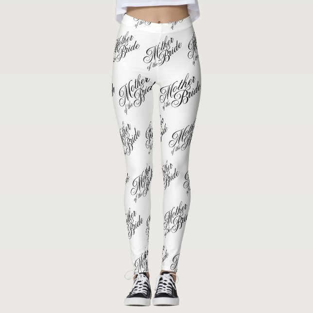 Mère des Leggings de la mariée - Noir sur Blanc (Devant)