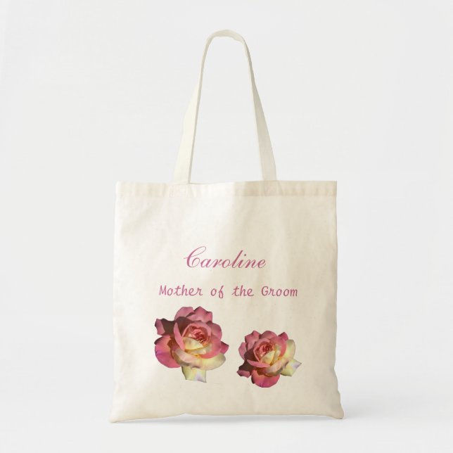 Mère du marié rose fleurs sac de faveur de mariage (Devant)