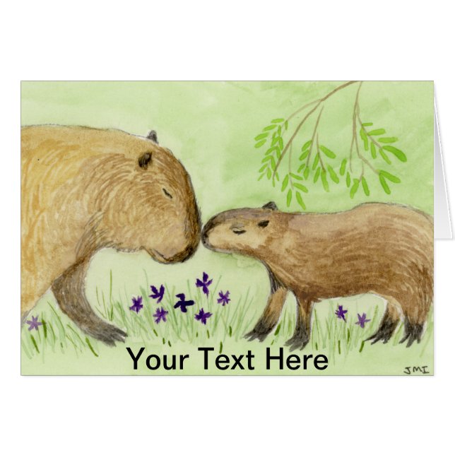 Mère et bébé Capybara (Devant horizontal)