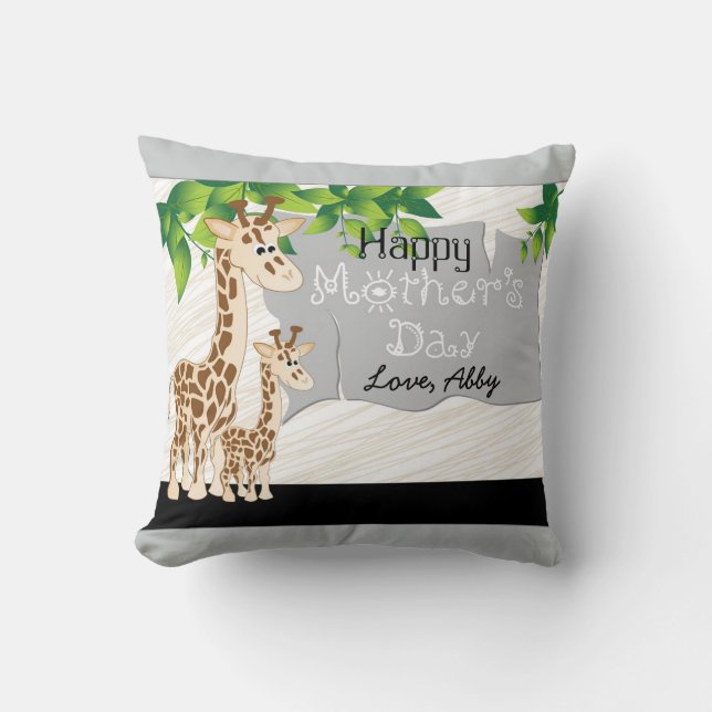 Mère et bébé Giraffe Fête des Mères Coussin person (Recto)
