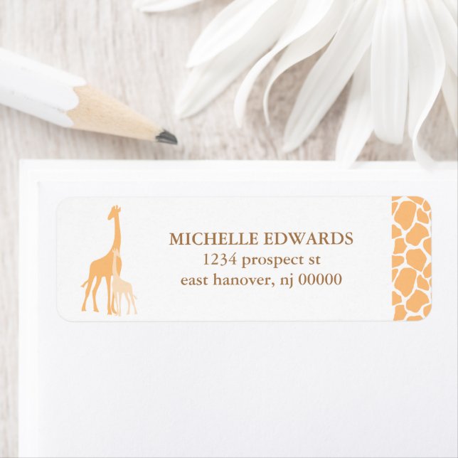 Mère et bébé Giraffe Retourner l'adresse Étiquette (En situation)