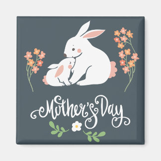 Mère et Bébé Lapin Mère's Day Magnet