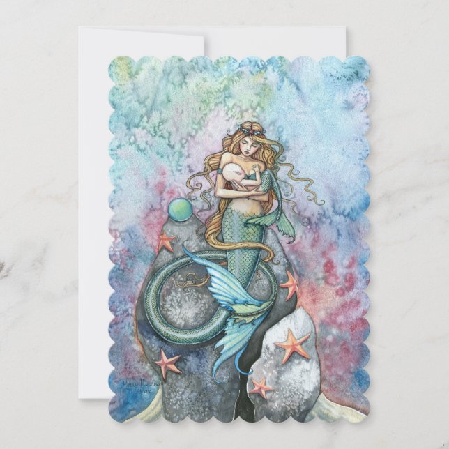 Mère et bébé Sirène Bébé Douche Invitations (Devant)