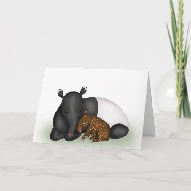 Mère et bébé tapir nouvelle carte de félicitations (Devant)