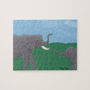 Mère et Enfant Eléphants Champ Puzzles