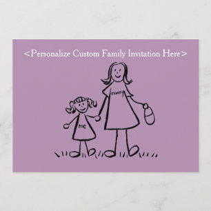 Mère et fille Art familial Invitations personnalis