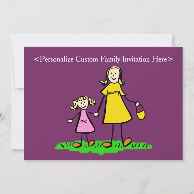 Mère et fille Art familial Invitations personnalis (Devant)