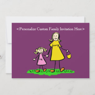 Mère et fille Art familial Invitations personnalis