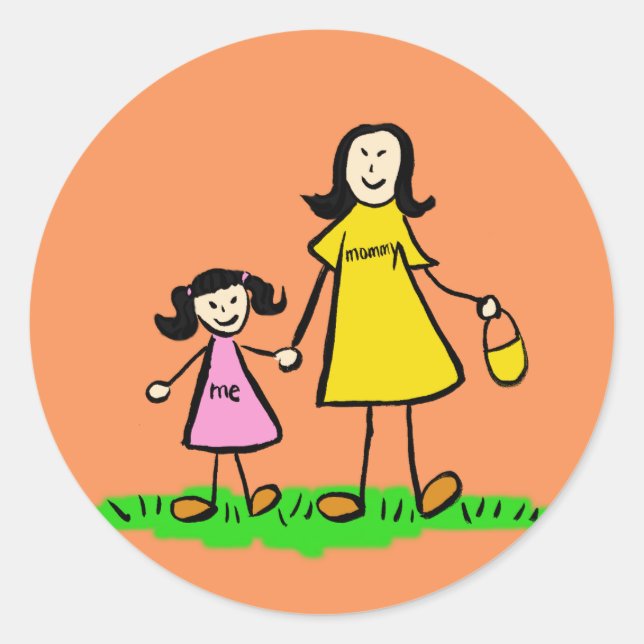 Mère et fille Caractères de famille Stickers d'art (Devant)