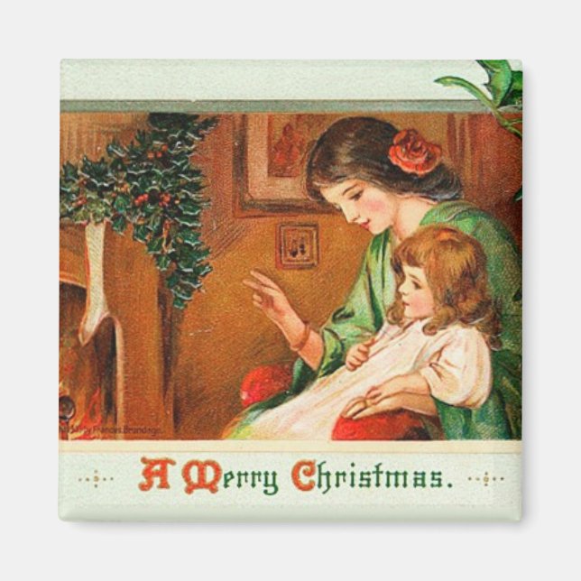 Mère et fille pendre Stocking Magnet Vintage (Devant)