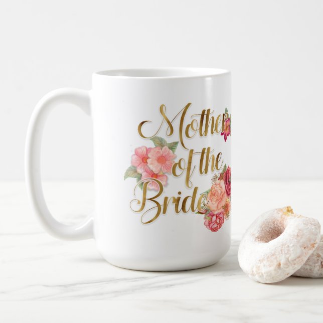 Mère florale rose et or de la mariée Mug (Avec donut)