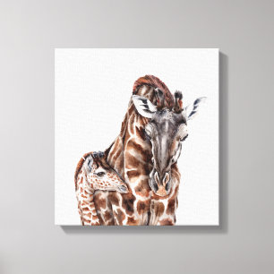 Mère Girafe avec toile de bébé Girafe