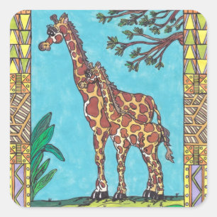Mère Giraffe et stickers bébé