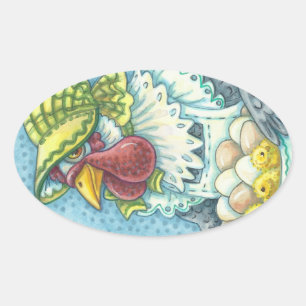 Mère Hen, Oeufs & ÉTIQUETTES Ovale, Feuille