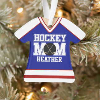 Mère Jersey de hockey sur glace bleu/rouge