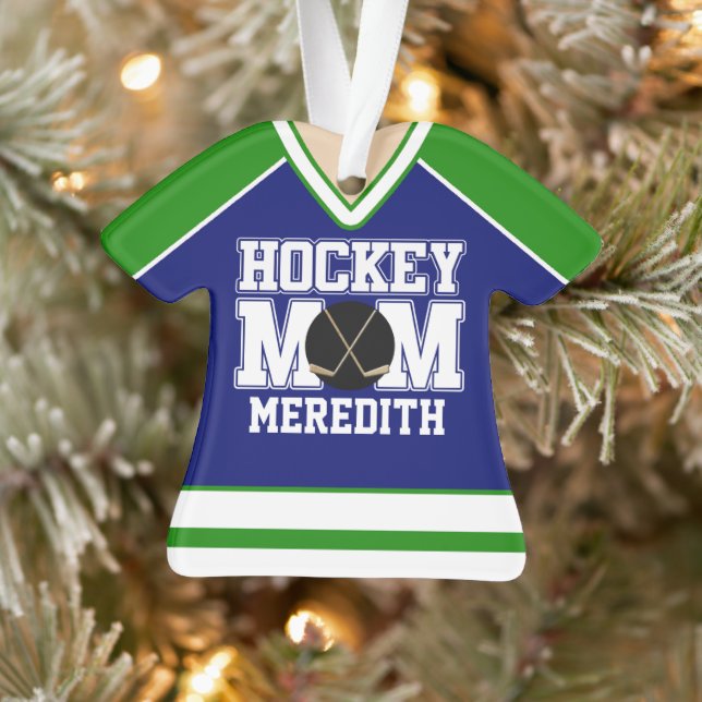 Mère Jersey de hockey sur glace bleu/vert (Arbre)