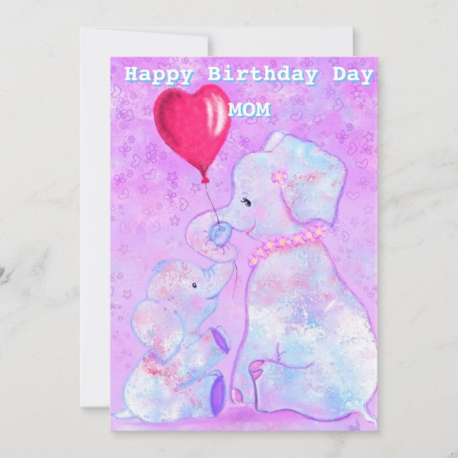 Mère Joyeuse carte d'anniversaire Elephant Maman e (Devant)