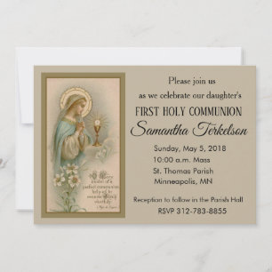 Mère Marie Première Sainte Communion Invitations