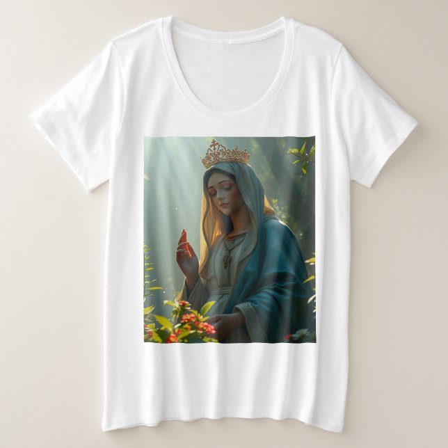 Mère Marie Reine du Ciel Femmes Plus Taille Tee (Design devant)