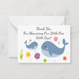 Mère Mignonne Baleine Et Son Bébé Carte de remerci