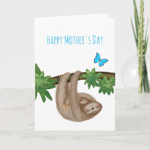 Mère mignonne et bébé paresseux Carte Fête des Mèr