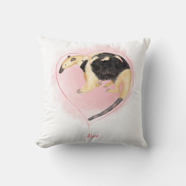 Mère mignonne et bébé tamandua pouponnière coussin (Recto)