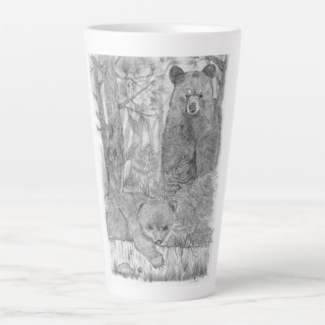 Mère Ours et Cub Latte Mug (Devant)