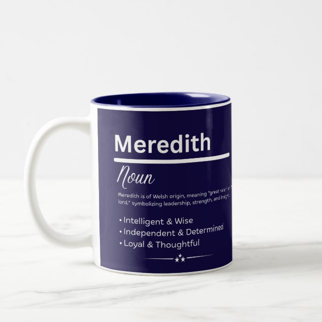 Meredith, Mug avec Nom Personnalisé Définition (Gauche)