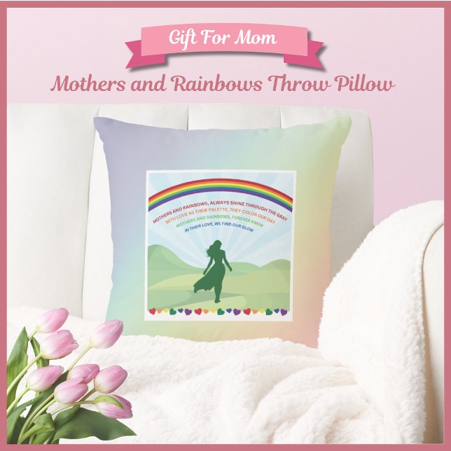 Mères et Arcs-en-ciel Coussin de jetée pour la fêt (Mothers and Rainbows Throw Pillow)