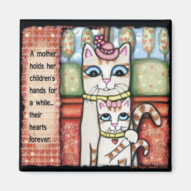 Mère's Heart Cat Art Magnet (Devant)