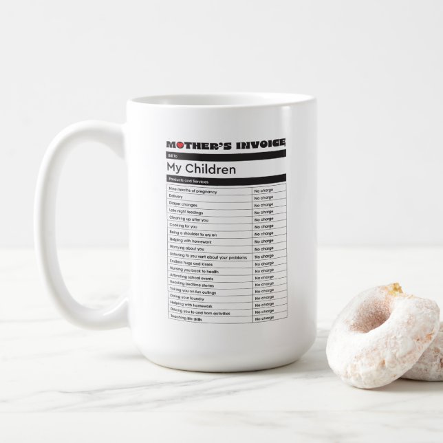 Mère's Love Facture Café Mug - Cadeau de coeur (Avec donut)