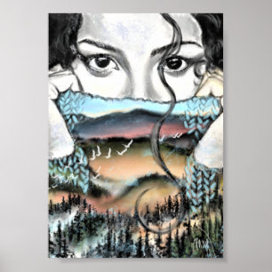 Merge Nature Poster Print Woman Feeling - Painting