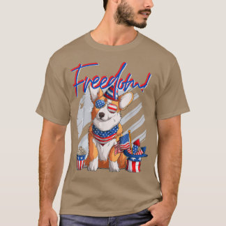 Merica Corgi chien 4 juillet American Flag T-Shirt