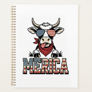 Merica Graphique de gravure vintage vache patrioti