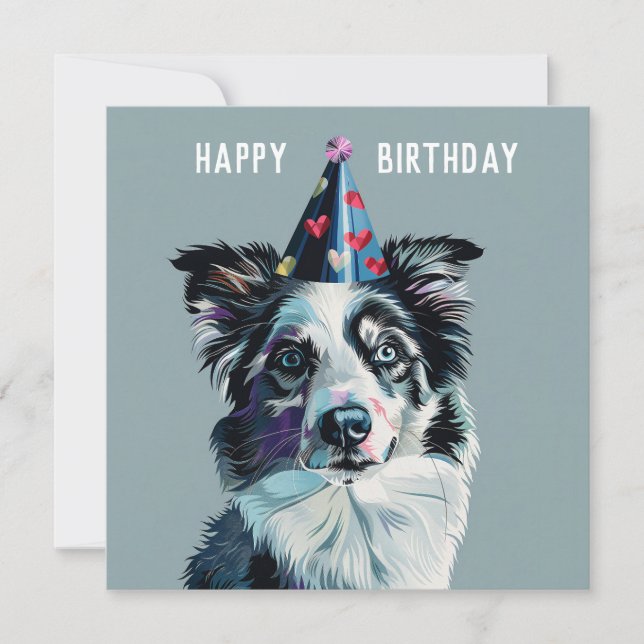 Merle Border Collie Carte d'anniversaire (Devant)