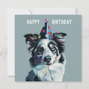 Merle Border Collie Carte d'anniversaire