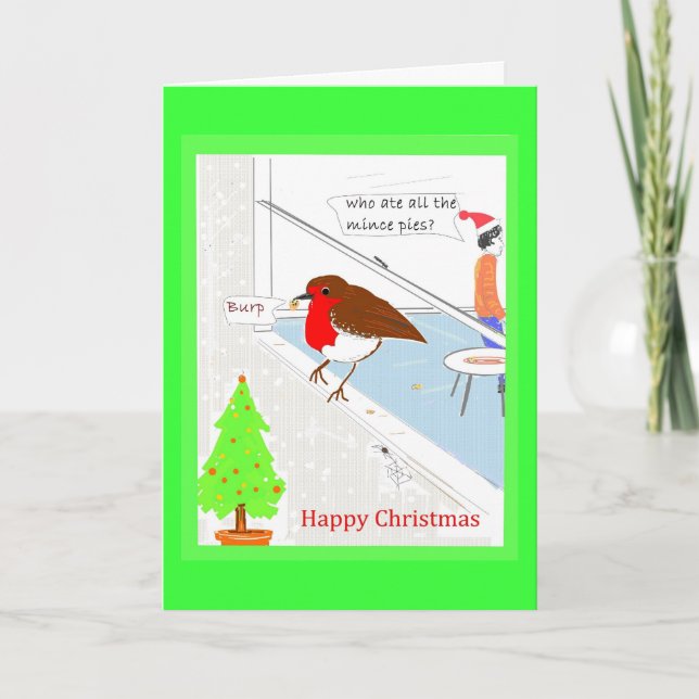 Merle mignon personnalisable de carte de Noël (Devant)