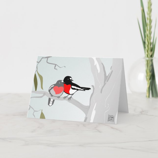 Merles d'écarlate dans la carte de Saint-Valentin (Devant)
