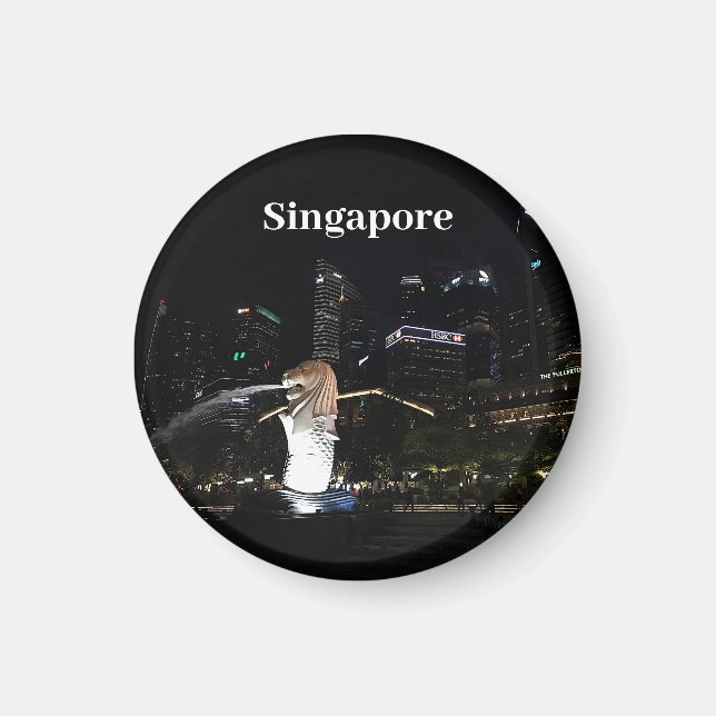 Merlion & Singapore Skyline #1 Magnet (Devant)