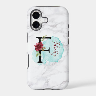 Merlot Navy personnalisé Floral Lettre F avec nom