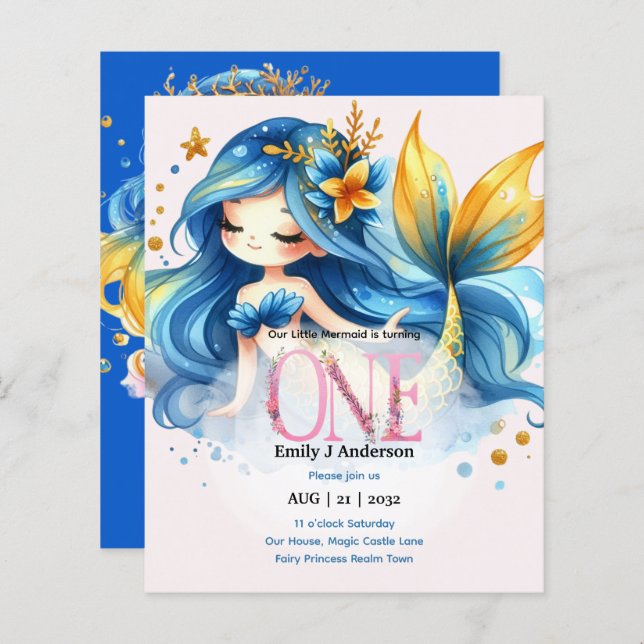 Mermaid 1er anniversaire Fairytale Anniversaire (Devant / Derrière)