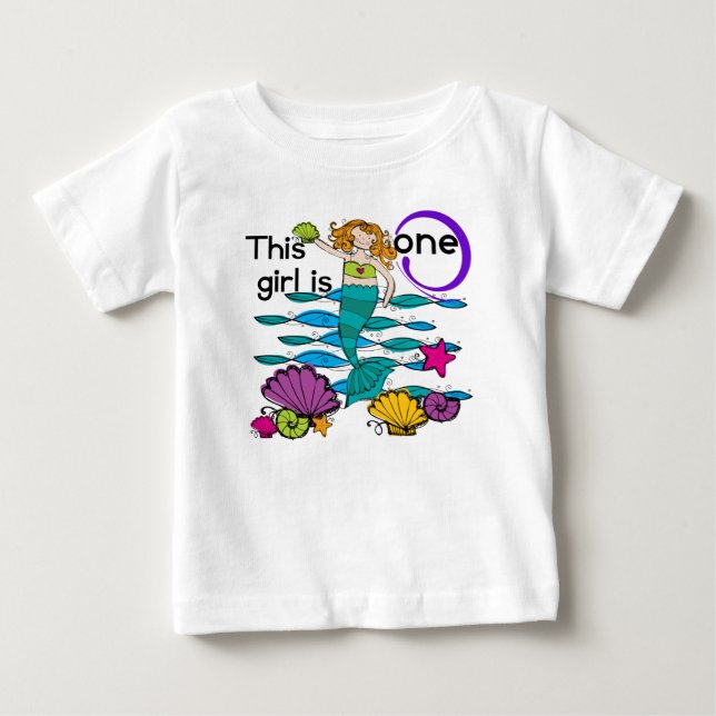Mermaid 1er Anniversaire Tshirts et cadeaux (Devant)